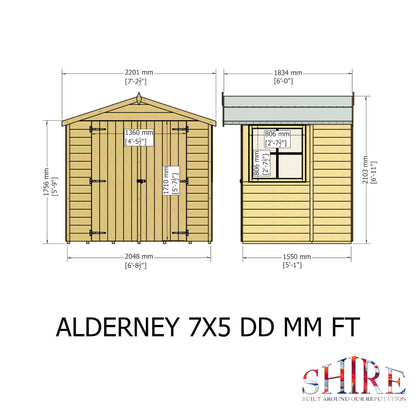 Alderney 7 x 5 Shiplap Apex Shed