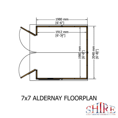 Alderney 7 x 7 Shiplap Apex Shed