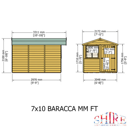Barraca 7 x 10 Shiplap Apex Shed