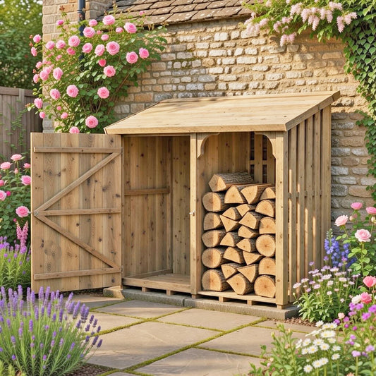Country Wooden Log and Tool Store