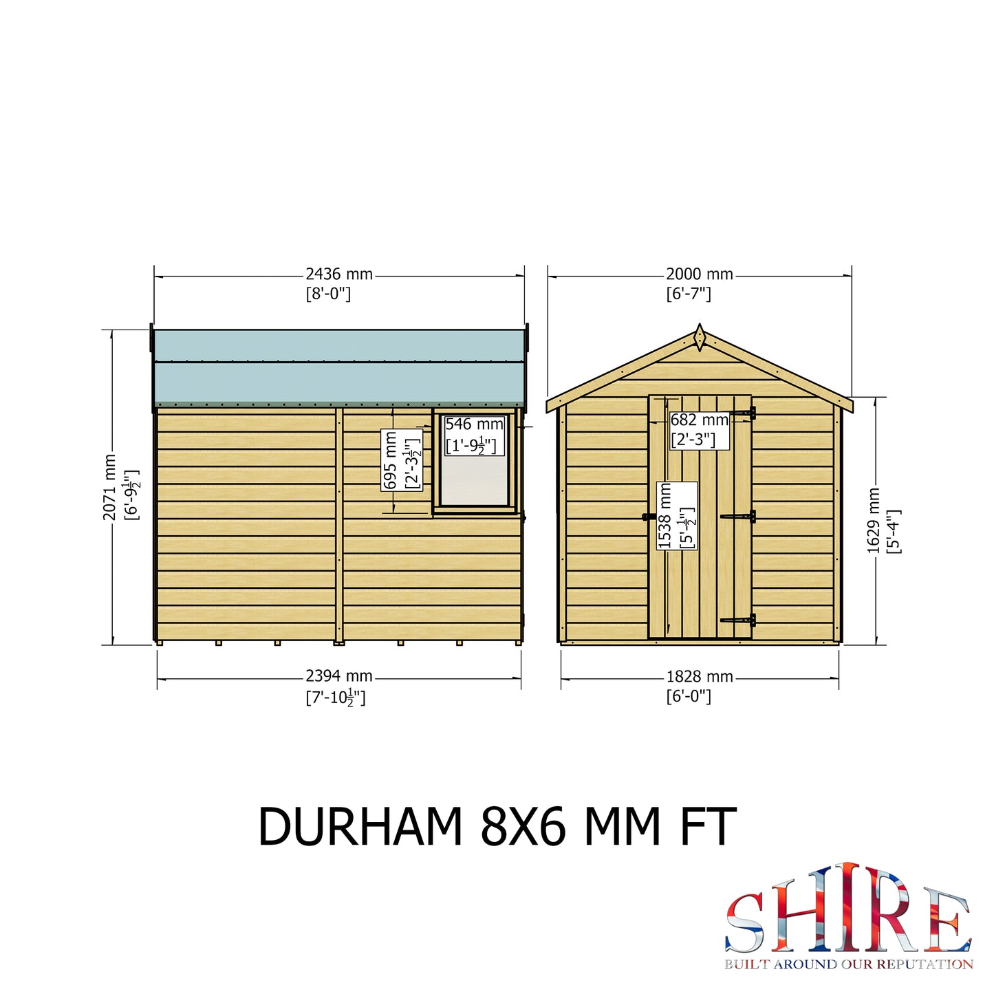 Durham 6 x 8 Shiplap Apex Shed