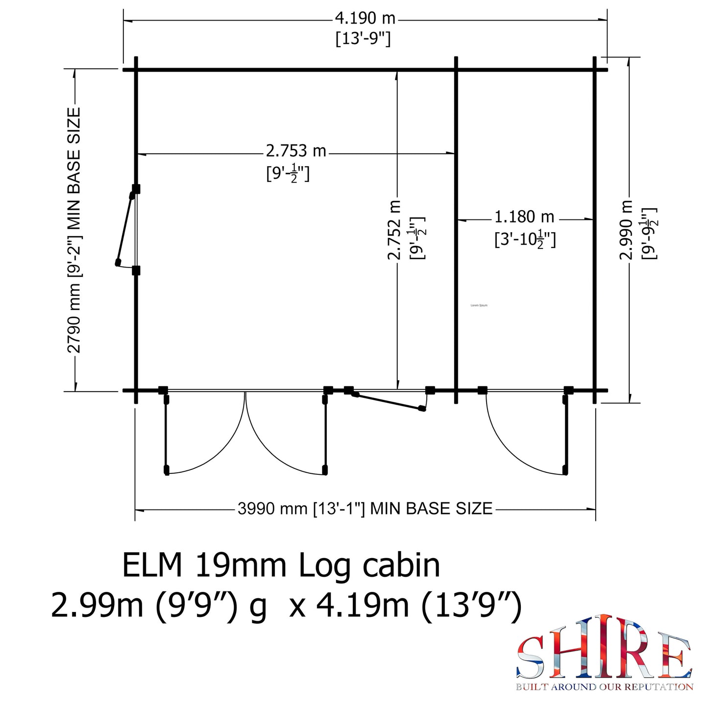 Elm Log Cabin with storage 10x14