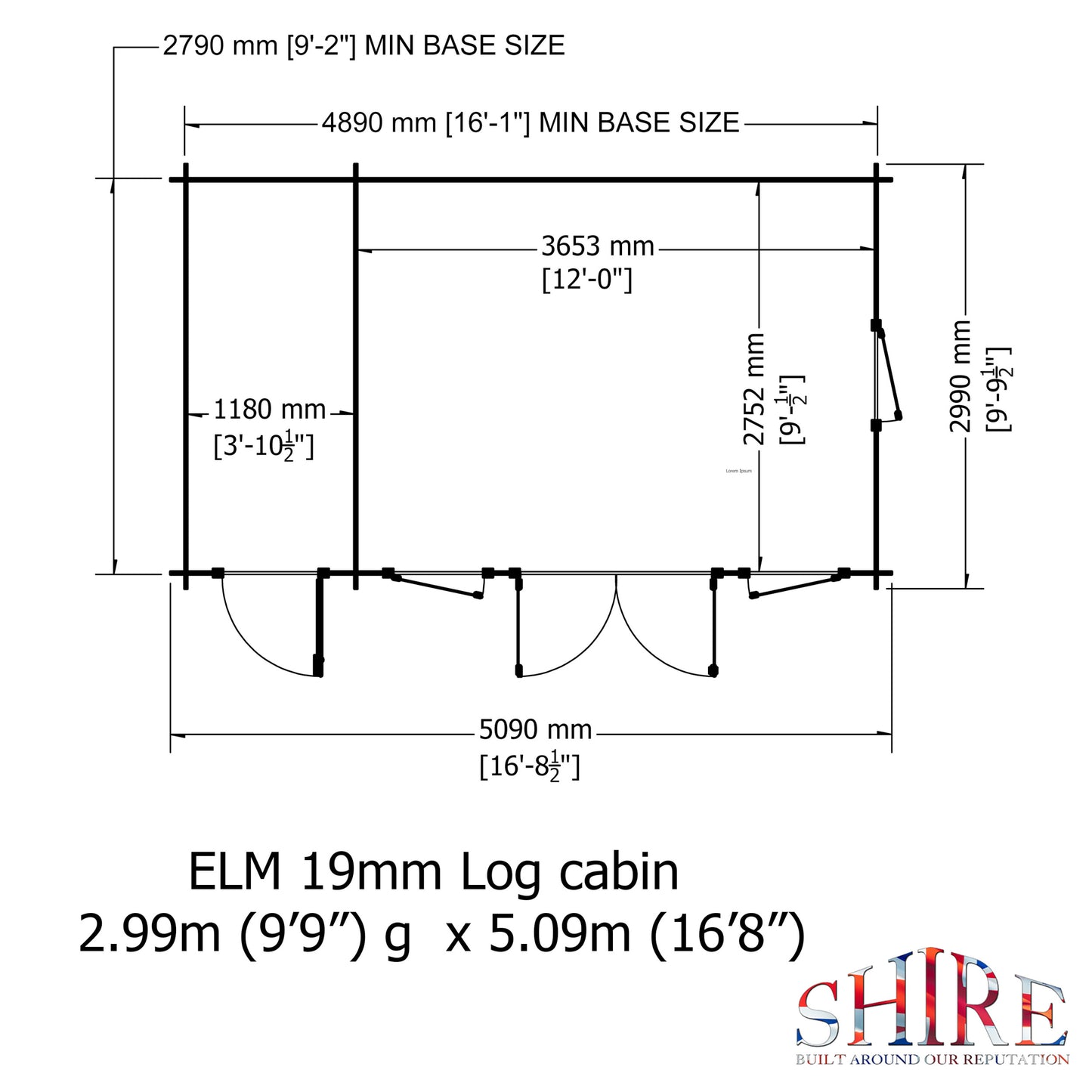 Elm Log Cabin with storage 10Gx17
