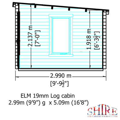 Elm Log Cabin with storage 10Gx17