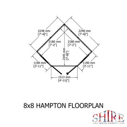 Hampton Summerhouse T&G Roof 8x8