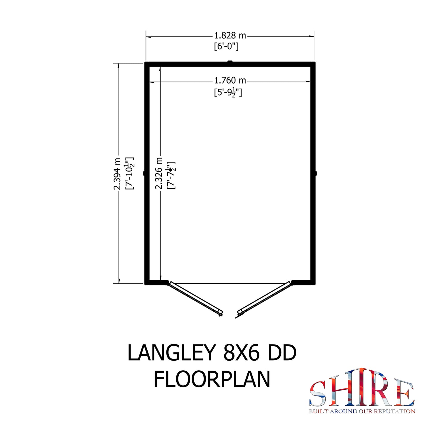 Langley 8 x 6 Double Door Shiplap Shed
