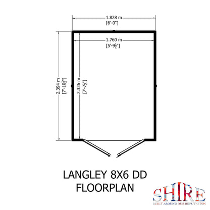 Langley 8 x 6 Double Door Shiplap Shed
