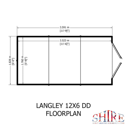 Langley 12 x 6 Double Door Shiplap Shed