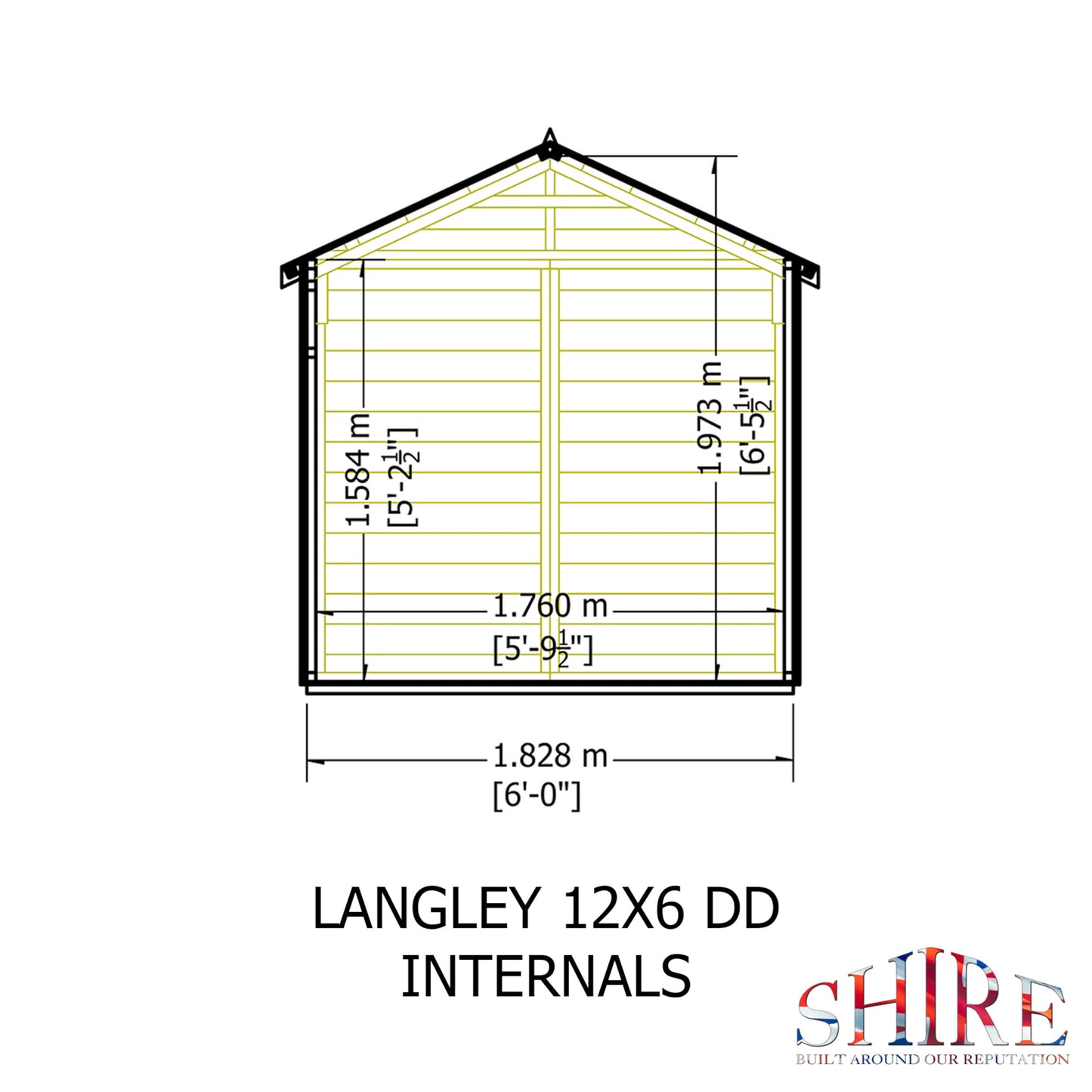 Langley 12 x 6 Double Door Shiplap Shed