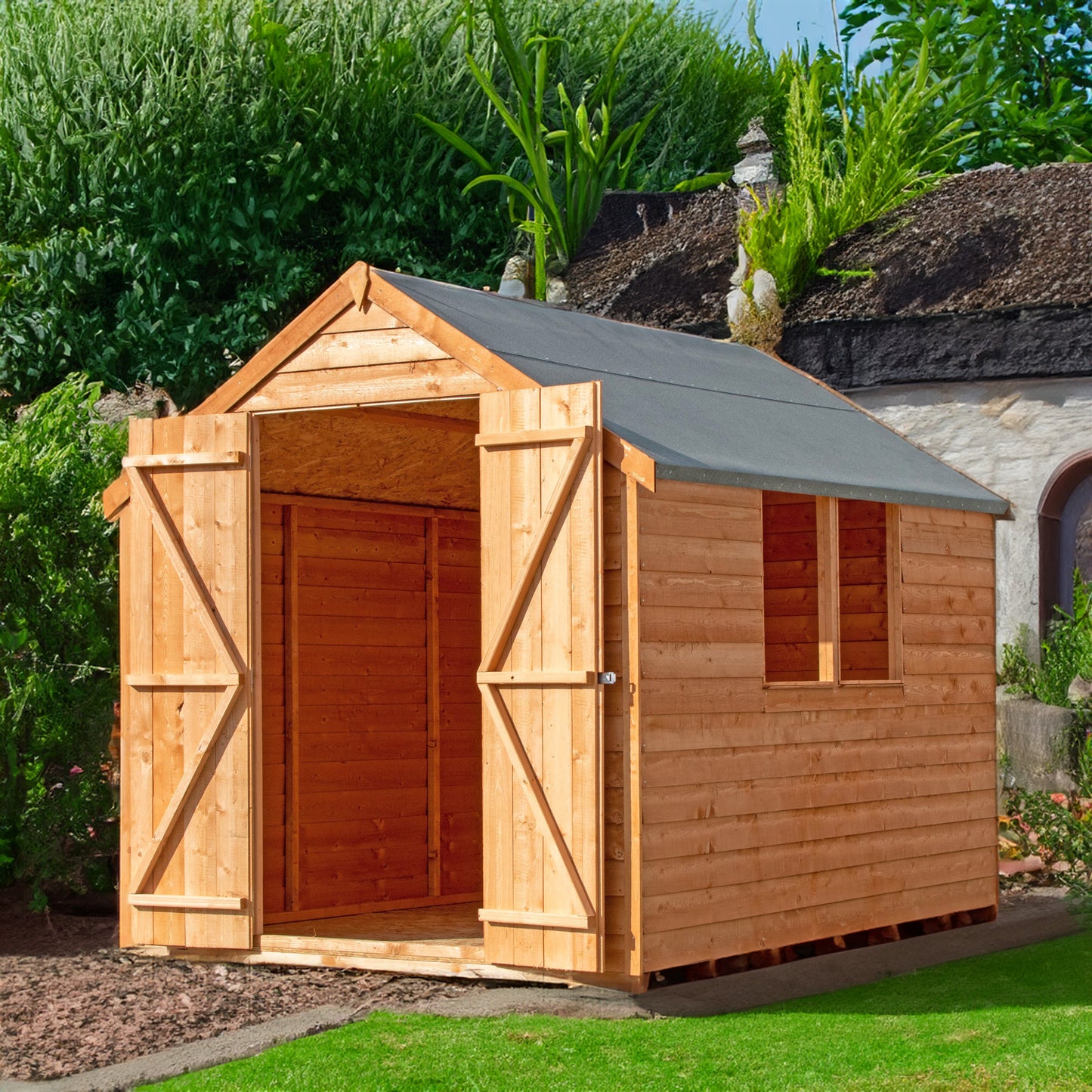 Garden Value Overlap 8 x 6 Double Door Shed With Window