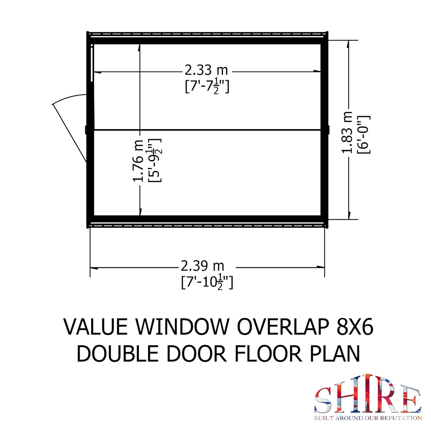 Garden Value Overlap 8 x 6 Double Door Shed With Window