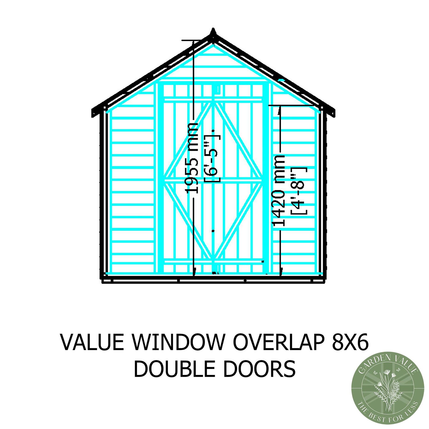 Garden Value Overlap 8 x 6 Double Door Shed With Window