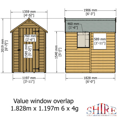 Garden Value Overlap 6 x 4 Shed with window