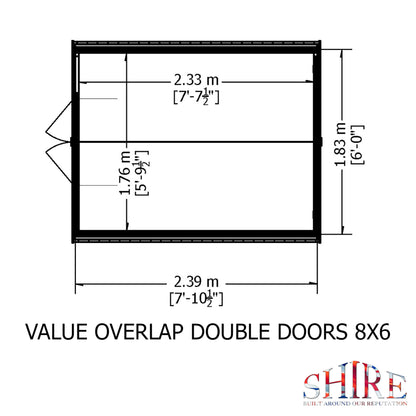 Garden Value Overlap 8 x 6 Double Door Shed