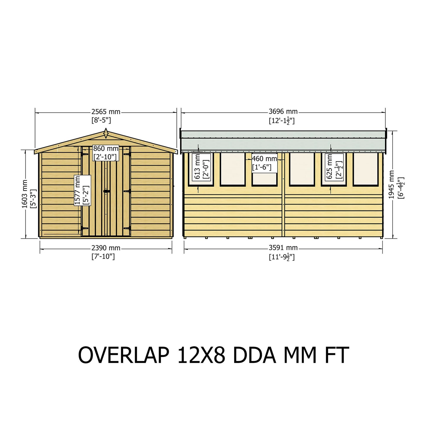 Garden Value Overlap 12 x 8 Apex Shed