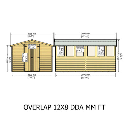 Garden Value Overlap 12 x 8 Apex Shed