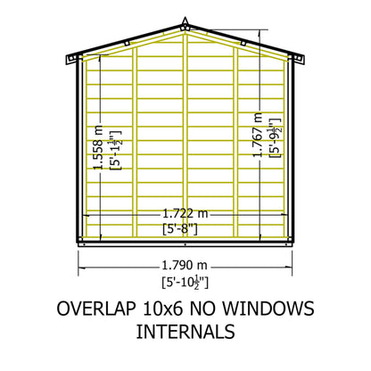 Garden Value Overlap 10 x 6 Windowless Shed