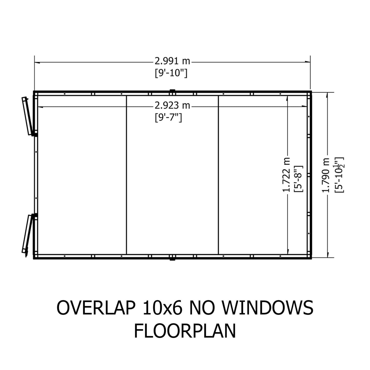 Garden Value Overlap 10 x 6 Windowless Shed