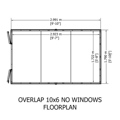 Garden Value Overlap 10 x 6 Windowless Shed