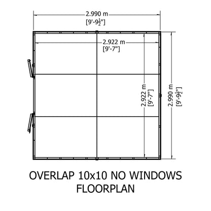 Garden Value Overlap 10 x 10 Windowless Shed