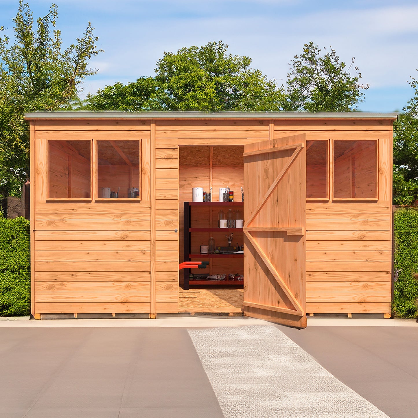 Garden Value 12 x 6 Overlap Pent Shed with windows