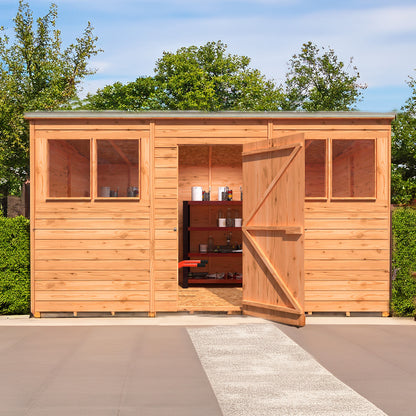 Garden Value 12 x 6 Overlap Pent Shed with windows