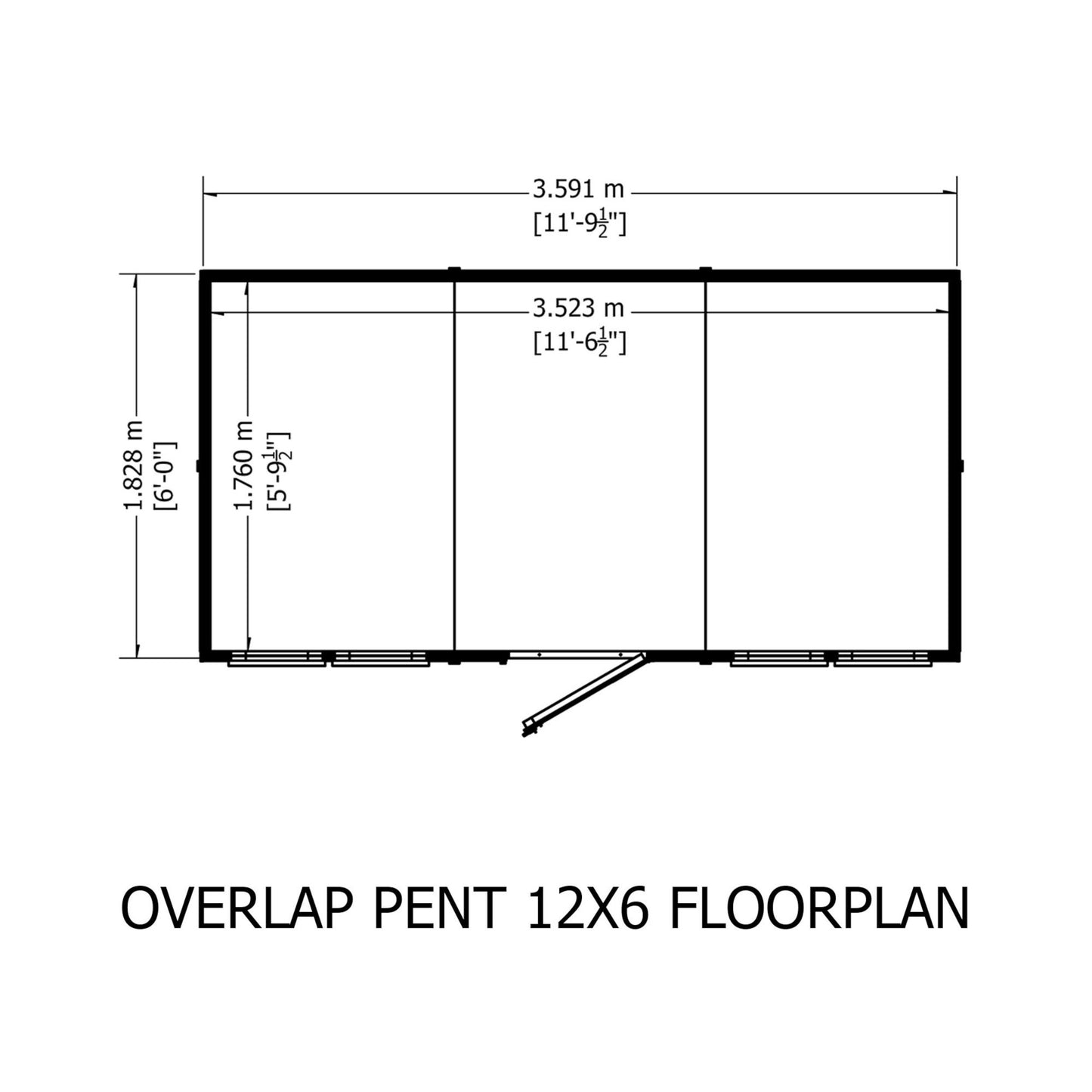Garden Value 12 x 6 Overlap Pent Shed with windows