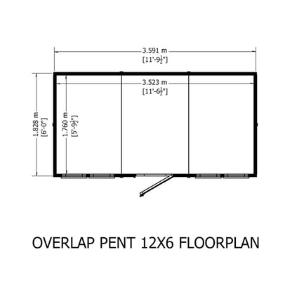 Garden Value 12 x 6 Overlap Pent Shed with windows