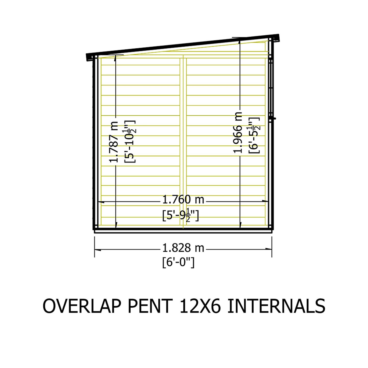 Garden Value 12 x 6 Overlap Pent Shed with windows