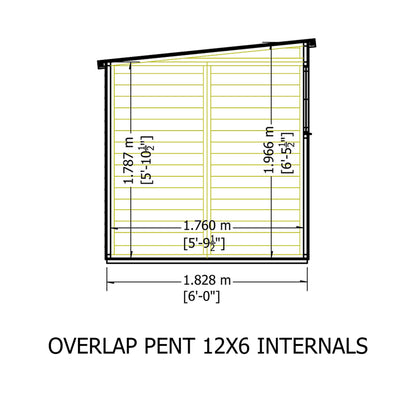 Garden Value 12 x 6 Overlap Pent Shed with windows
