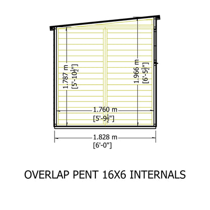 Garden Value 16 x 6 Overlap Pent Shed with windows