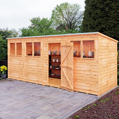 Garden Value 16 x 6 Overlap Pent Shed with windows