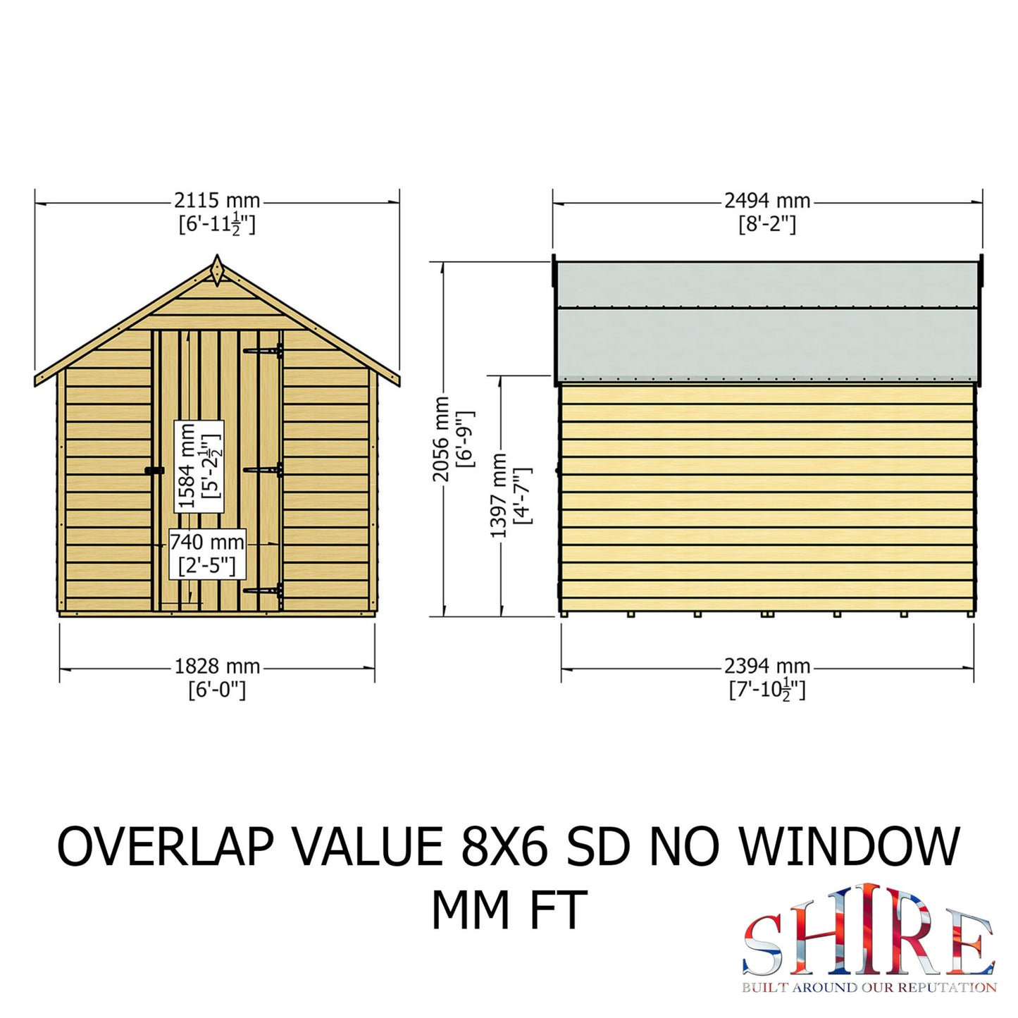 Garden Value Overlap 8 x 6 Shed
