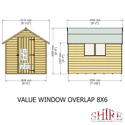 Garden Value Overlap 8 x 6 Shed with Window