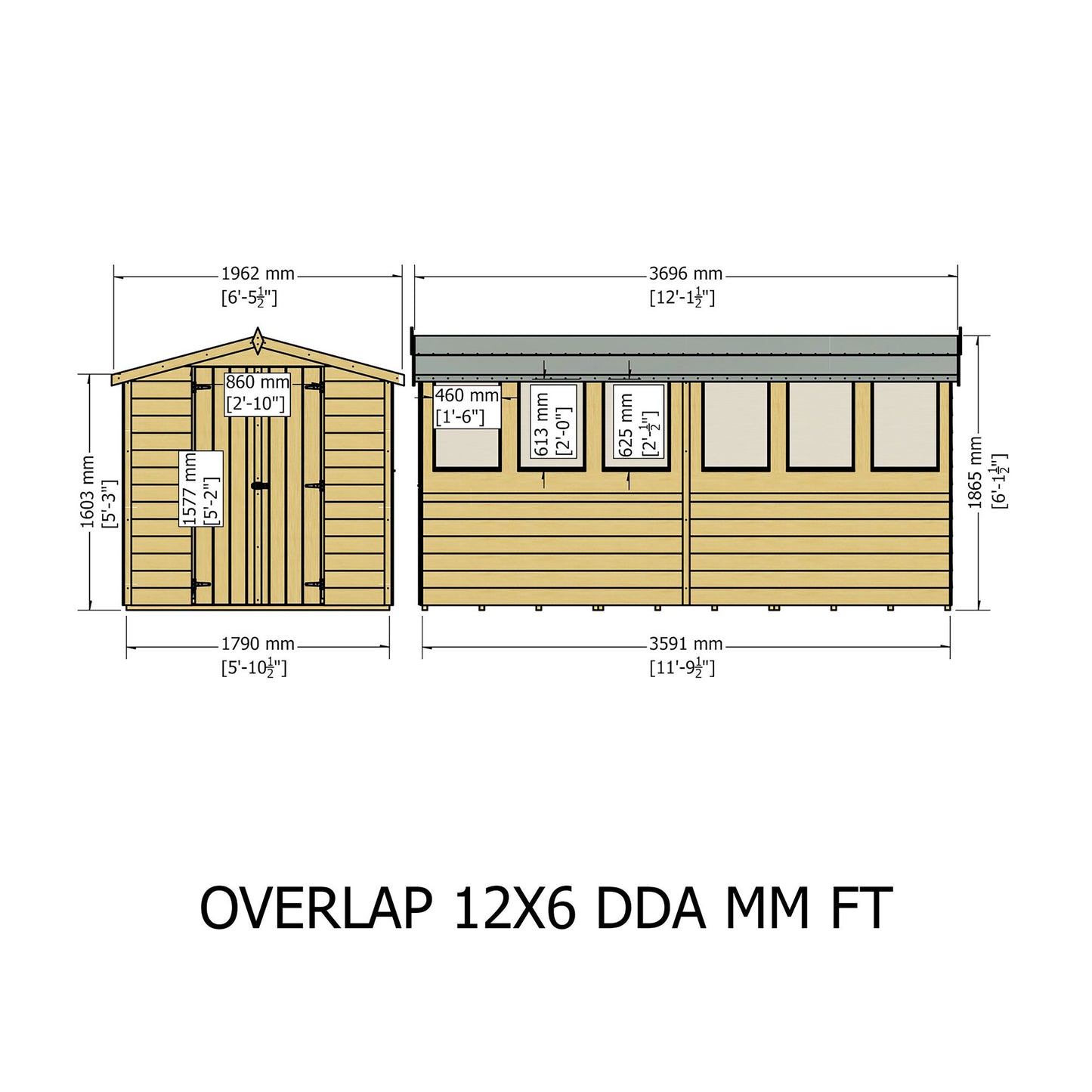 Garden Value Overlap 12 x 6 Apex Shed