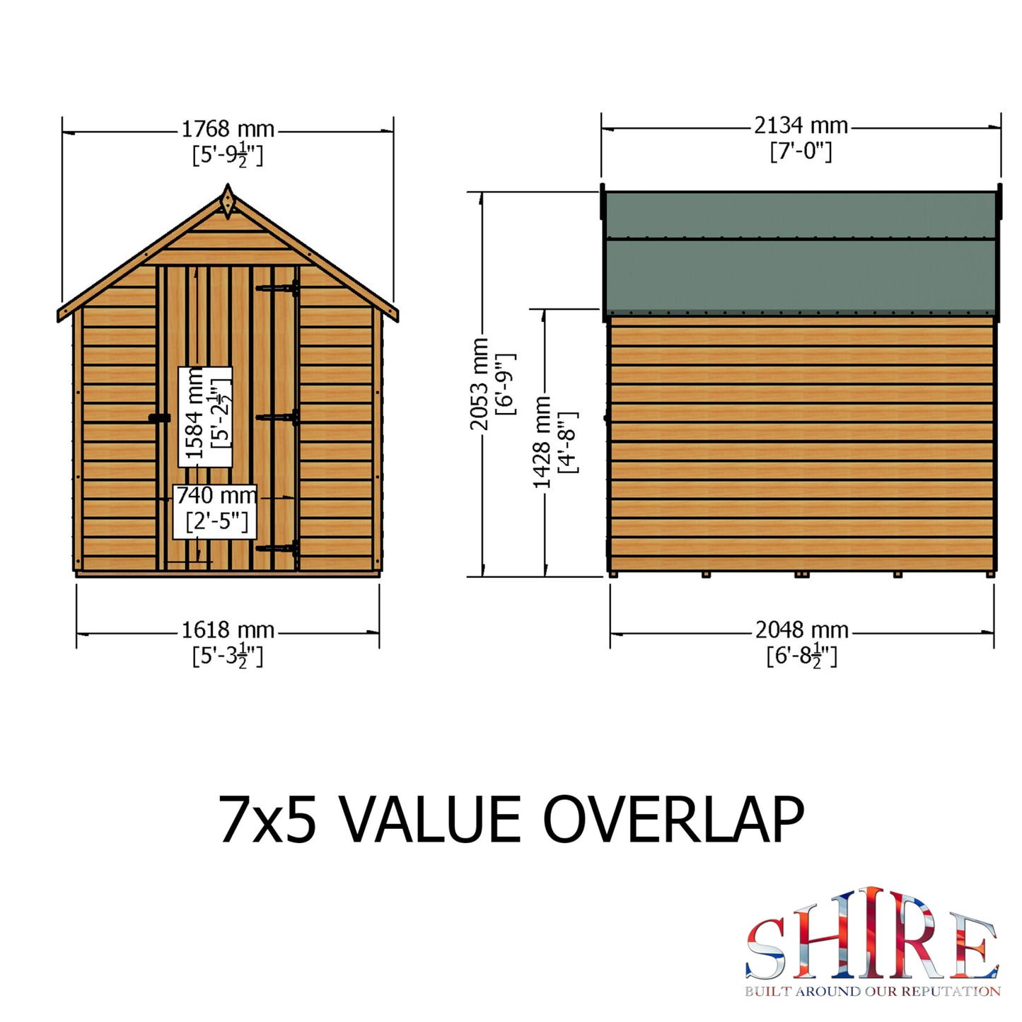 Garden Value Overlap 7 x 5 Shed