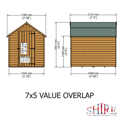 Garden Value Overlap 7 x 5 Shed