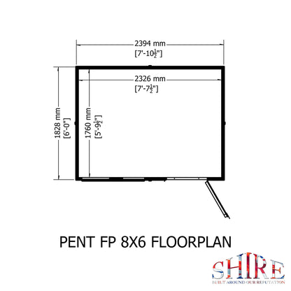Pent 8 x 6 Shiplap Shed