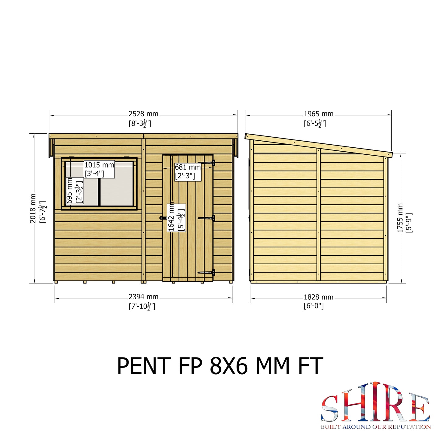 Pent 8 x 6 Shiplap Shed