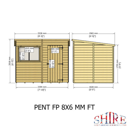 Pent 8 x 6 Shiplap Shed