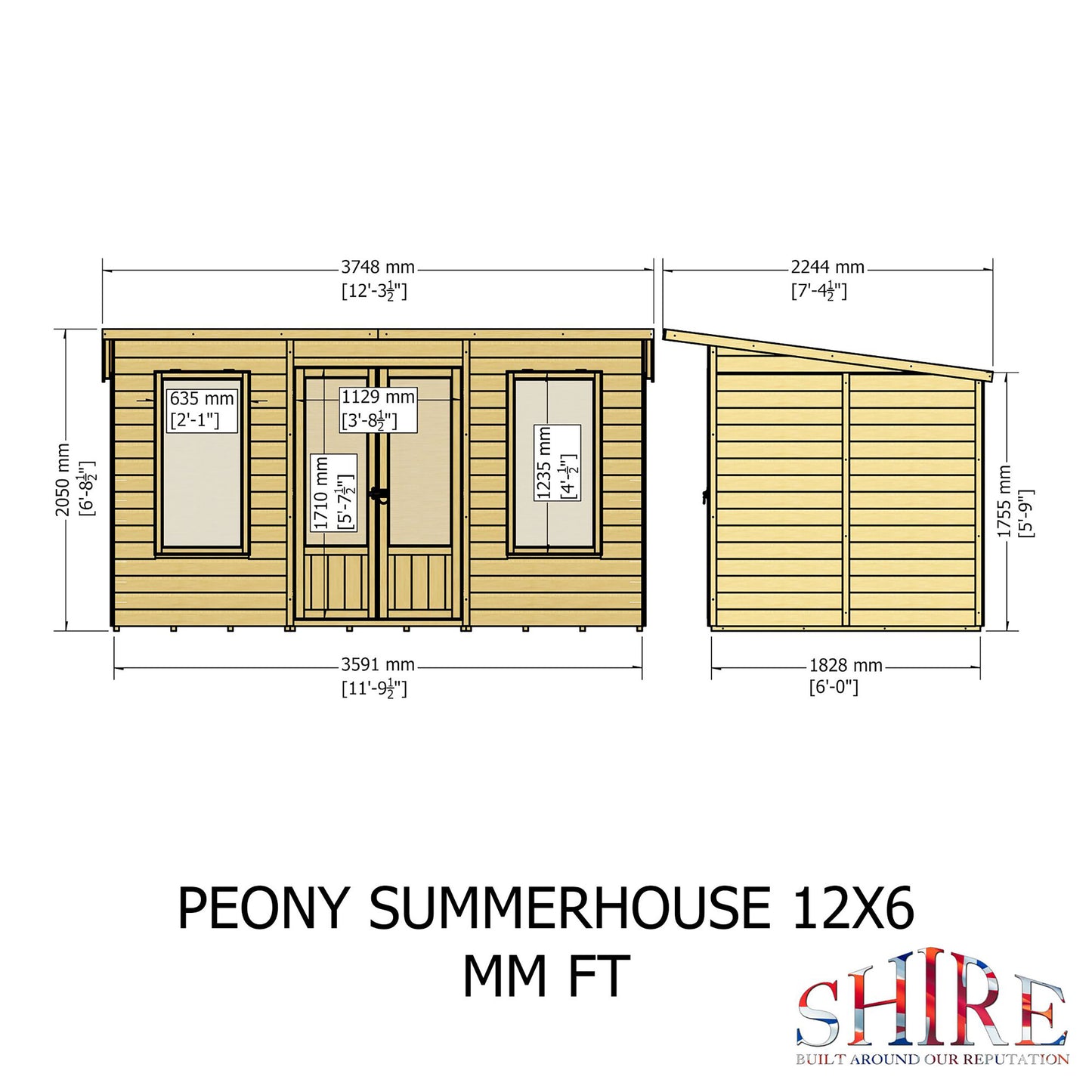 Peony 12x6 Pent Summerhouse