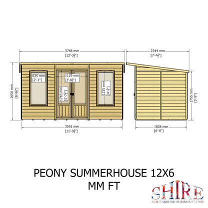 Peony 12x6 Pent Summerhouse