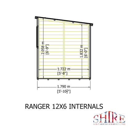 Ranger 12 x 6 Pent Shiplap Shed