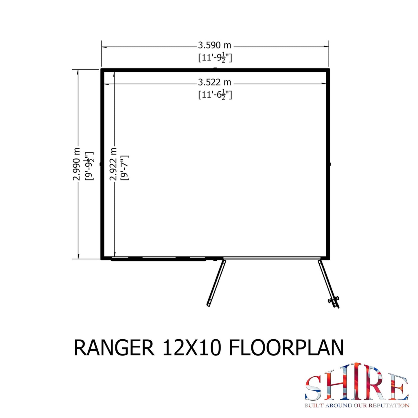 Ranger 12 x 10 Pent Shiplap Shed
