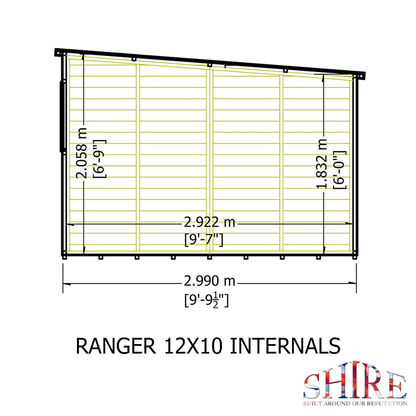 Ranger 12 x 10 Pent Shiplap Shed