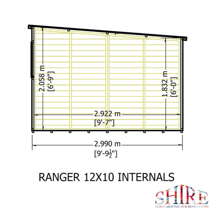 Ranger 12 x 10 Pent Shiplap Shed