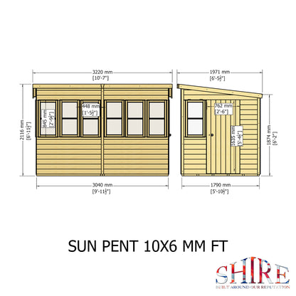 Sun Pent Potting Shed 10 x 6