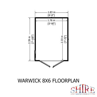 Warwick 6 x 8 Shiplap Apex Shed