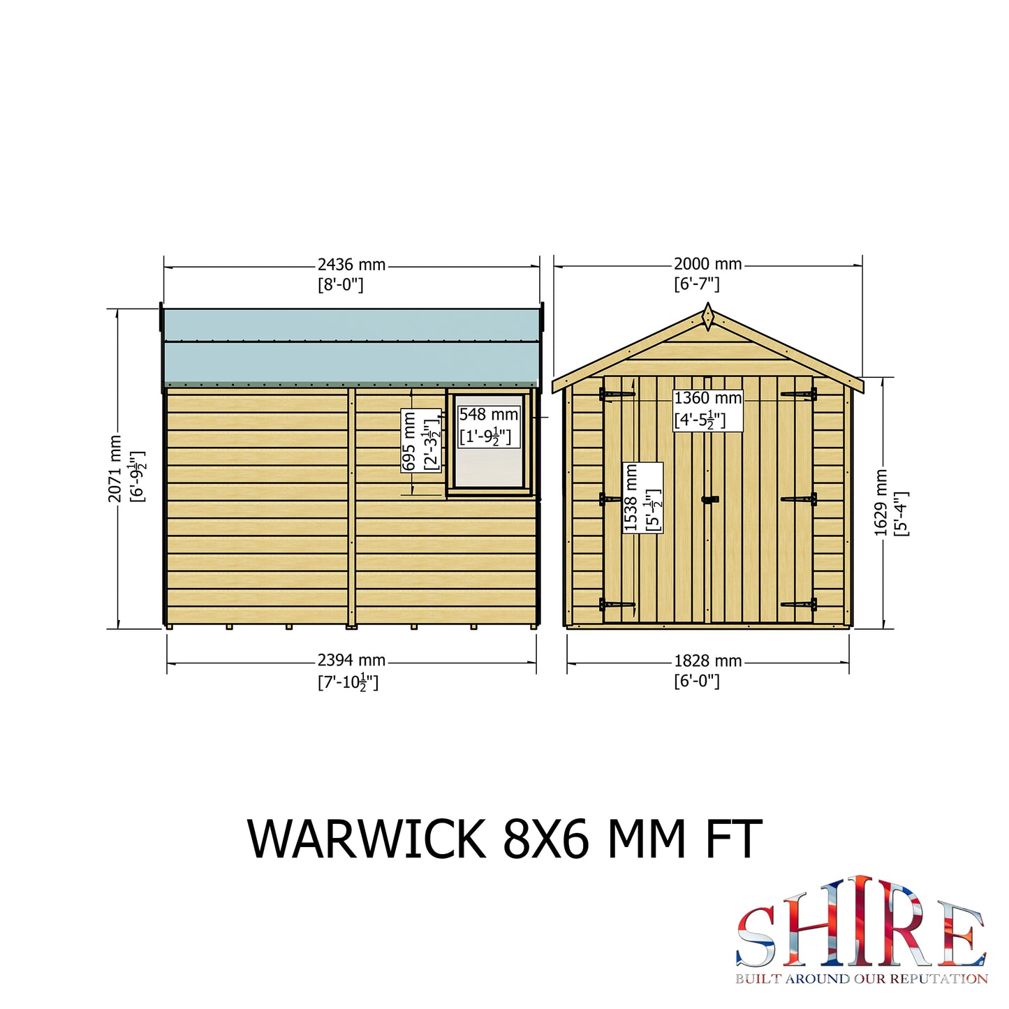Warwick 6 x 8 Shiplap Apex Shed