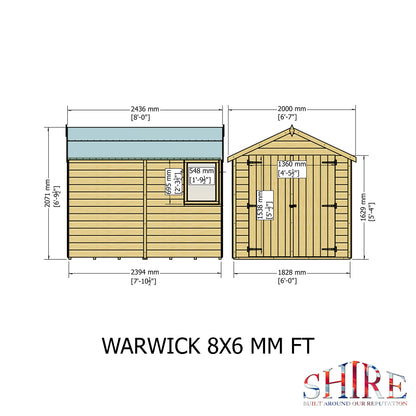 Warwick 6 x 8 Shiplap Apex Shed